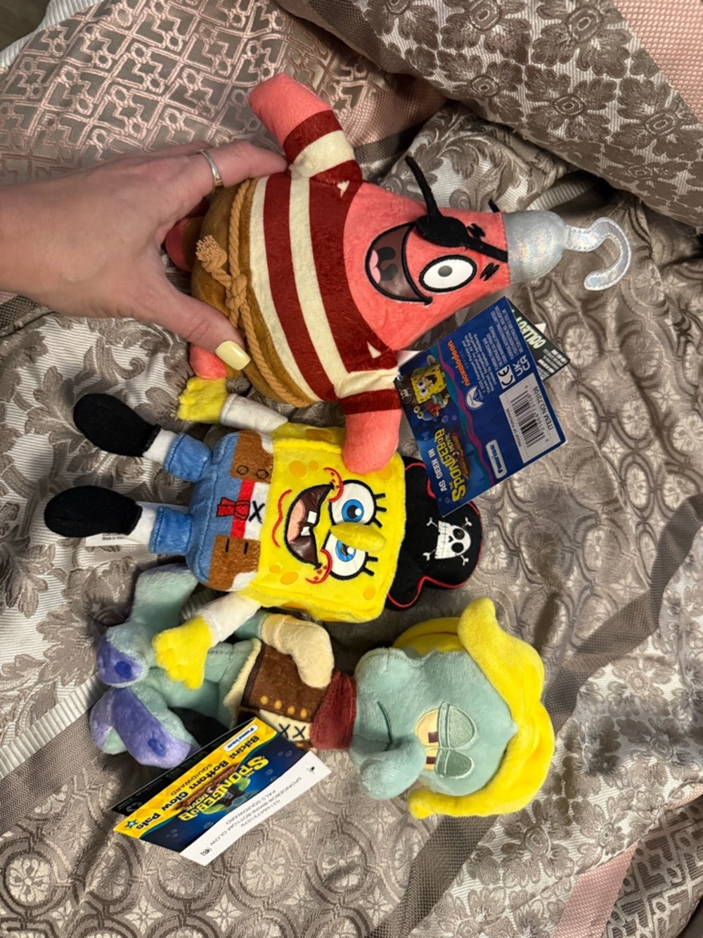 Nickelodeon SpongeBob SquarePants Plush Pirate Trio - Yellow, Pink, Light Green